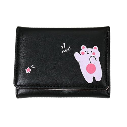 Zktfyshk Mode Handtasche, Damen Kurze Brieftasche Geldtasche Stilvolle und praktische Münzbörse für Mädchen und Damen, Schwarz , 10.5*2*8cm von Zktfyshk