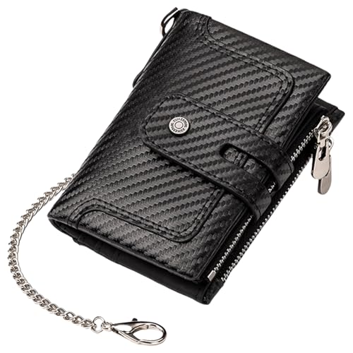 Zktfyshk Mode Handtasche, Herren Geldbörse Kompakte PU Leder Geldbörse mit Blockierung Münzgeldbörsen Multifunktionale Kleingeldtaschen für Business und Reisen, Carbon Fiber, Size reference picture von Zktfyshk