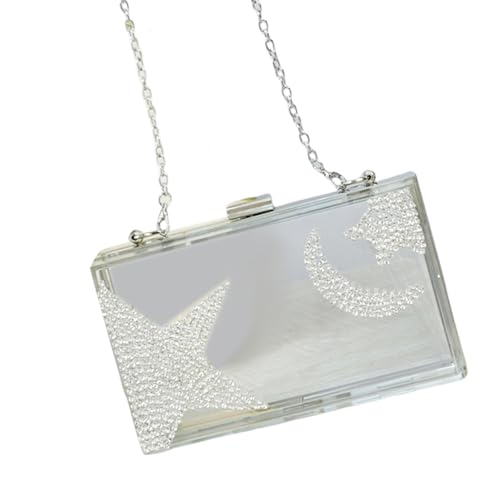 Zktfyshk Modische Abendtasche mit abnehmbarer Kette Schultertasche für elegante Hochzeiten und Partys, silber, As shown in the figure von Zktfyshk