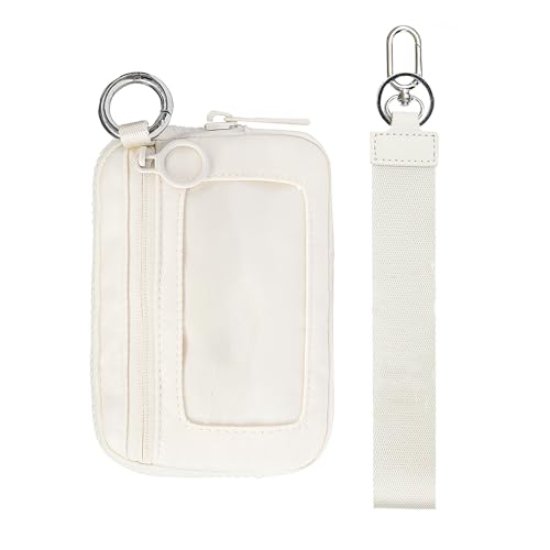 Zktfyshk Modische Handtasche, Hüfttasche, kurze Geldbörse, wasserabweisend, Brusttasche mit transparentem Fenster, Kartenhalter, Laufgürteltasche, Handyhalter, Hüfttasche, beige, 14*2*9.5cm von Zktfyshk