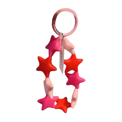 Zktfyshk Modischer Schmuck, bunter Silikon-Stern-Charm, verspielter Silikon-Stern, Schlüsselanhänger für Kinderzimmer und Arbeitsbereiche, Erdbeerrot Nr. 3, One size von Zktfyshk
