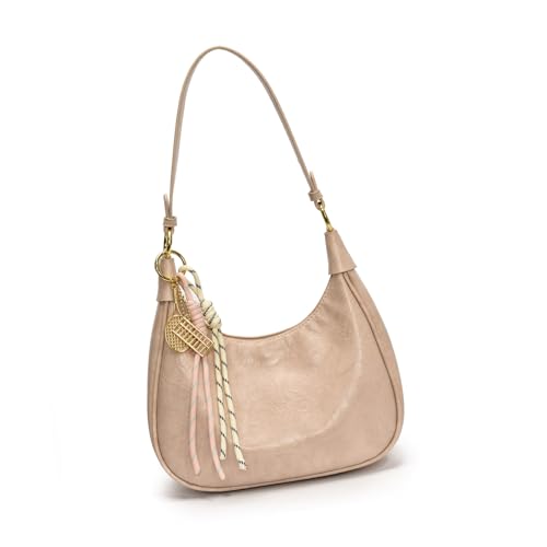 Zktfyshk Retro Umhängetasche für Damen Elegante Handtasche PU Leder Unterarm Geldbörse mit Seil Geflecht Anhänger für Arbeit Party oder Date, khaki, As shown in the figure von Zktfyshk