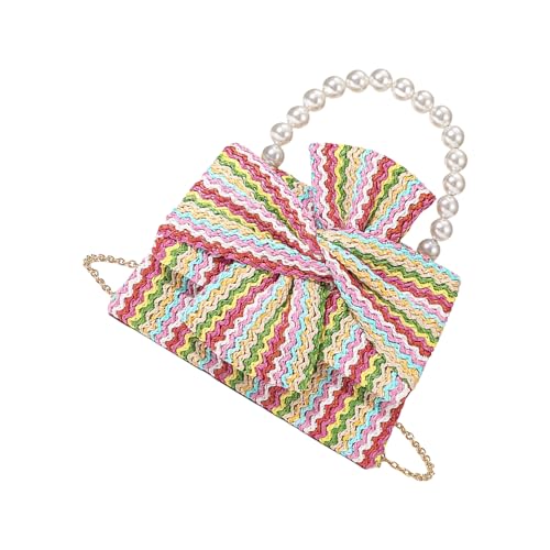 Zktfyshk Stilvolle Frühlings-Handtasche mit künstlichen Perlen, praktische Strohtasche, geräumige Kapazität, Umhängetasche, Umhängetasche, farbe, 20x13.5cm von Zktfyshk