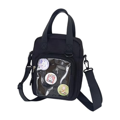Zktfyshk Stilvolle Umhängetasche mit Anime-Thema, praktischer Nylonstoff, geräumig, lässig, Schultertasche für Reisen, Arbeit oder den täglichen Gebrauch, Schwarz , 24*18*8cm von Zktfyshk