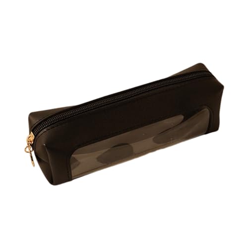 Zktfyshk Transparentes wasserdichtes Federmäppchen, multifunktional, PU-Stiftetui, Reißverschluss, Reise-Schreibwaren-Tasche, Kosmetik-Organizer-Tasche, Schwarz , 18.5*5*5.5CM von Zktfyshk