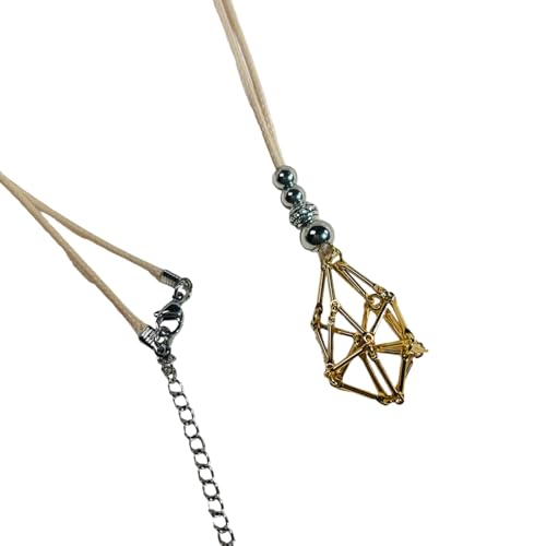 Zktfyshk Verstellbare Kristallkäfig-Halskette für Natursteine, Netz-Anhänger, Schlüsselbeinkette, Unisex-Schmuck für Damen und Herren, 60+5cm, Metall Zktfyshk Verstellbare Kristallkäfig-Halskette für Natursteine, Netz-Anhänger, Schlüsselbeinkette, Unisex-Schmuck für Damen und Herren, 60+5cm, Metall von Zktfyshk