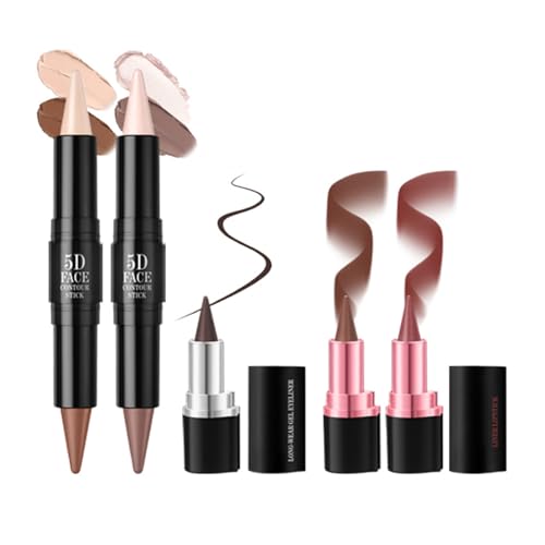 5pcs 5d Make Up Set 2 In 1 Lippenstift Und Lippenstift Creme Highlighter Bronzer Stick Set Für Damen Girls Duals Die Creme Konturstock Beendet Haben von Zkydhbd
