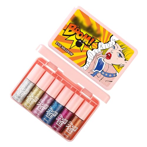 6pcs Sichere Farbe Flüssige Lidschatten Set Glitzernder Augen Liner Longwear Eye Make Ups Pulver Basis Flüssige Reise Glitzernder von Zkydhbd
