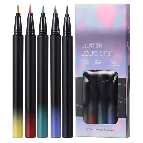 Auffällige Flüssigkeits Sammlung 5pcs Wasserdichte Metallisch Metallisch Wischfeste Und Langlebig Für Frauen Mädchen Multicoloryeliner Set von Zkydhbd