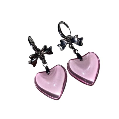 Dunkle Styles Bowknot Herzohrringe Hypoallergen Legiert Leichten Sicheren Hakenschmuck Für Tägliche Verschleiß Legiert Gothic Sweet Jewelry von Zkydhbd