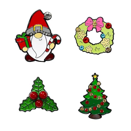 Zkydhbd Festival Christmas Tree Pin Set Mit Strasssteinen Elegante Broschen Strasssteine ​​geschmückt Broschen Für Hüte Und Rucksäcke Unisex Weihnachtsnadel von Zkydhbd