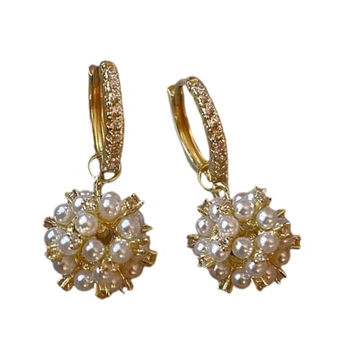 Französische Perlen Zirkon Hoop Ohrringe Für Frauen Handgefertigtes Strasssteine Dangle Ohrring Schmuck Geschenke Party Tragen Accessoires Zeitlose Perlen von Zkydhbd