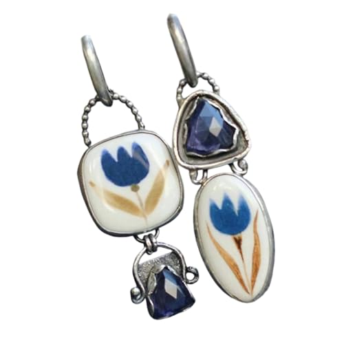 Handgefertigte Blumenohrringe Mit Blauen Strasssteinen Geometrischer Hochzeit Schmuck Für Jubiläum Blaue Kristalle Ohrringe Anwesend von Zkydhbd