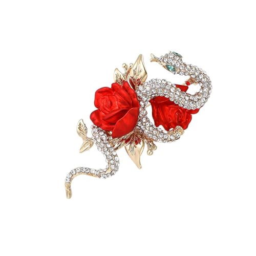 Handgefertigte Rose Und Schlangenbrosche Mit Robusten Funkelnden Strasssteinen Die Für Geschäftstreffen Geeignet Sind Partys Elegantes Anzug Accessoire von Zkydhbd