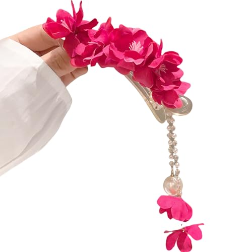 Handgefertigter Kamellien Blumenhaarclip Baumeln Quasten Duckbill Clip Starker Grip Haarhalter Für Frauen Verschiedene Anlässe von Zkydhbd
