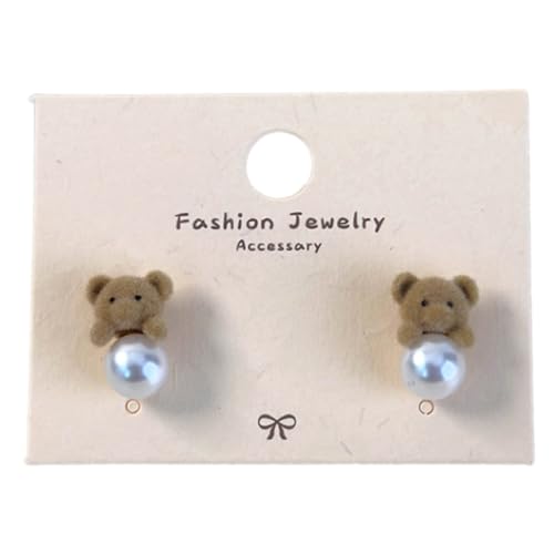Kaffee Strömen Bärenohrringe Bequeme Ohrohroelenstudentische Modezubehör Für Tägliche Pendelverkehrs Oder Soziale Veranstaltung Süße Cartoon Ohrringe von Zkydhbd