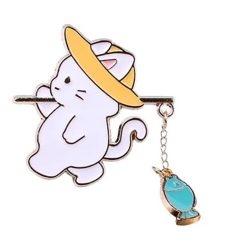 Köstliche Kätzchenfischer Pin Sturdy Legierung Schmuck 2 Fischfarbe Auswahl Spielerischer Design Für Den Täglichen Tragen Farbenfrohe Fischdesign Pin von Zkydhbd
