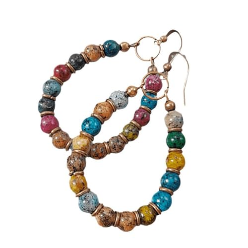 Leichte Und Farbenfrohe Natursteinohrringe Elegantes Perlenohr Anhänger Accessoire Ideal Für Partys Und Musikereignisse Robustes Zink Legierungsohrringe von Zkydhbd