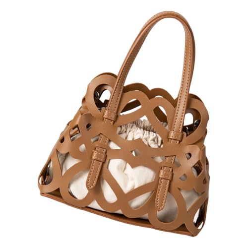 Moderne Openwork Umhängetasche Kordelschluss Praktische PU Handtasche Multi Way Trage Täglich Essentiell Verstellbarer Gurt Hohlöckige Umhängetasche von Zkydhbd