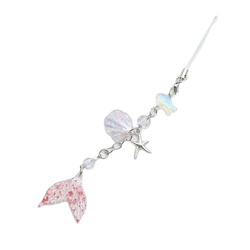 Perlen Telefon Lanyard Stylish Telefon Charme Shell Fisch Schwanz/Bass/Herznadel Schlüsselbund Zubehör Stylish Handy Kette Perlen Telefon Charme von Zkydhbd
