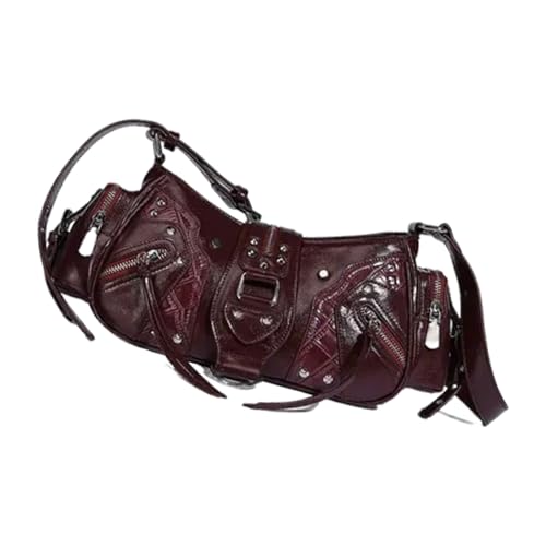 Punkstile Nieten PU Leder Achselhöhlen Tasche Für Frauen Abend Geldbeutel Fashion Reading Bags Einfache Organisation Und Haltbarkeit Retro Motorradstil Handtasche von Zkydhbd
