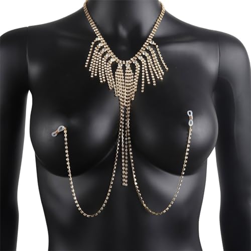 Zkydhbd Sekt Strasssteine Fransen Halskette Körperkette Für Frauen Eleganter Party Schmuck Leichte Design Nippel Elegante Abendverschleiß Strasssteine Zkydhbd Sekt Strasssteine Fransen Halskette Körperkette Für Frauen Eleganter Party Schmuck Leichte Design Nippel Elegante Abendverschleiß Strasssteine von Zkydhbd