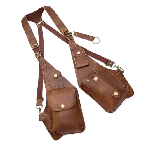 Sichere Carry Crossbody Bag Anti Diebstahl Design Verstellbarer Schultergurt Männer Steampock Detective Styles Brust Vintage Mittelalterliche PU Leder Schulter von Zkydhbd