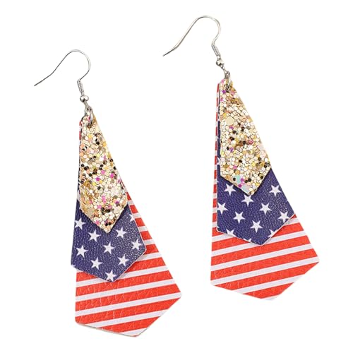 Stylish Independence Day Statement Ohrringe Aus Robusten Ledermaterialien Mit Americans Flaggen Pailletten Designs Einzigartige Designs Ohrringe von Zkydhbd