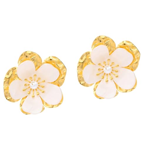 Unregelmäßige Blumenheize Ohrstollen Blumen Und Perlencharme Ohrringe Vielseitiges Ohraccessoire Für Mode Enthusiasten Elegante Handwerkskunstohrringe von Zkydhbd