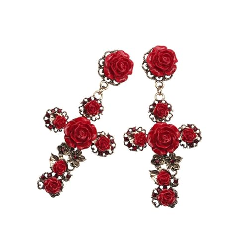 Vintage Flower Drop Ohrringe Einzigartiger Charme Stilvoller Anhänger Für Formelle Anlässe Mit Legierung Und Harz Dangle Ohrringen von Zkydhbd