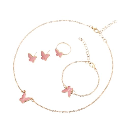 Zkydhbd 1 Set Anhänger Charmeschmuck Einschließlich Schmetterling Halskette Ohrstolzen Armbandringe Stylish Geschenk Für Mode Forward Women Emaille Butterfly Ohrringe von Zkydhbd