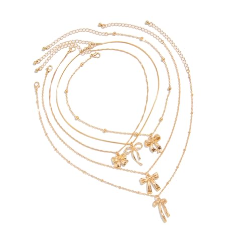 Zkydhbd 1 Set Anhänger Halskette Set Kette Bowknot Charm Multifirtional Neckschmuck Geeignet Für Tägliche Party Trendy Women Halskette von Zkydhbd
