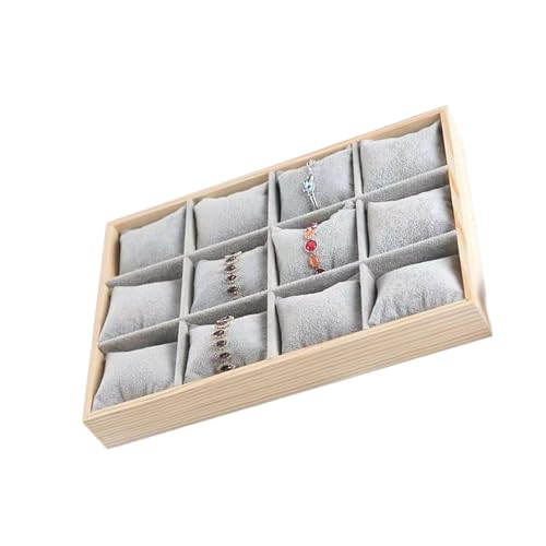 Zkydhbd 12 Slot Stapelbare Holzschmuck Organisatoren Tablett Mit Abnehmbaren Kissen Und Clear Covers Accessoire Für Den Aufbewahrungsschub Von Schubladen Auf Lagerstapel Uhr von Zkydhbd
