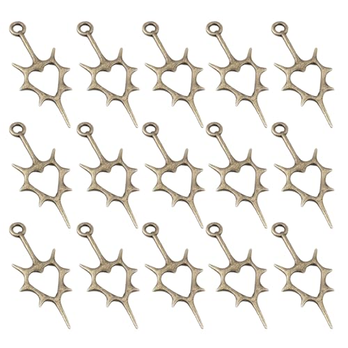 Zkydhbd 15pcs Mode Herzcharm Mit Zartem Filigranem Und Dornenmuster In Antiker Silber Für Schmuck Romantikschmuck Charme von Zkydhbd