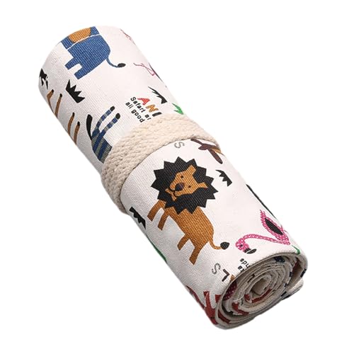 Zkydhbd 24.12.36/48 Löcher Multifunktionales Bleistiftbeutel Canvas Hülle Schöne Tierrollpackung Für Künstler Hülle Große Kapazitätswickelrolle von Zkydhbd