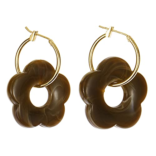 Zkydhbd Acrylblumenharz Fallen Ohrringe Einfache Runde Hohle Ohrringe Mädchen Schmuck Niedliche Party Persönlichkeit Geschenke 13 Farbe von Zkydhbd