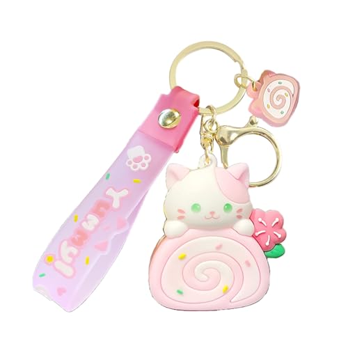 Zkydhbd Anime Schlüsselkette Fun Accessoire Fun Cake Rollbeutel Anhänger Schlüsselketten Ornament Aufsichtskatze Katze Keyrings Für Handtasche Tasche Schlüsselbundzubehör von Zkydhbd