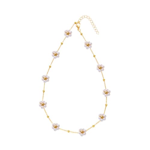 Zkydhbd Blumenanhänger Halskette Verstellbare Kette Halskette Stilvolle Perlen Halskette Kette Halskette Halshalsschmuck Für Frau Mädchen Charme Halskette von Zkydhbd