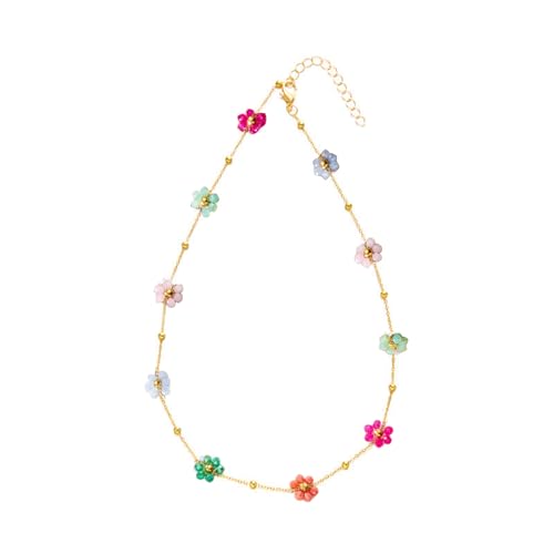 Zkydhbd Blumenanhänger Halskette Verstellbare Kette Halskette Stilvolle Perlen Halskette Kette Halskette Halshalsschmuck Für Frau Mädchen Charme Halskette von Zkydhbd