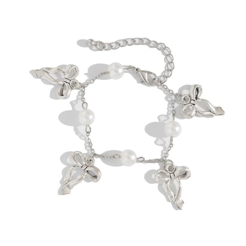 Zkydhbd Bowknot Quasten Armband Mit Kunstperlen Modische Bowknot Quasten Armband Für Mädchen Die Anmut Zarten Empfindliche Quasten Handchain von Zkydhbd