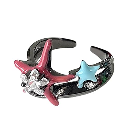 Zkydhbd Bunte Fünf Punkte Stars Open Ringe Hip Hop Stapelbare Ringe Fashion Punk Verstellbare Ringe Schmuck Geschenk Für Frauen Mädchen Einzigartig Verstellbare Fingerringe Schmuck Schmuck von Zkydhbd