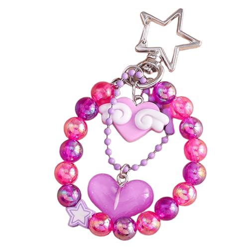 Zkydhbd Bunte Perlen Schlüsselbeutel Charme Car Keyrings Bag Accessoires Für Geldbeutel Rucksack Dekore Valentinstag Geschenke Ästhetischer Schlüsselbund von Zkydhbd