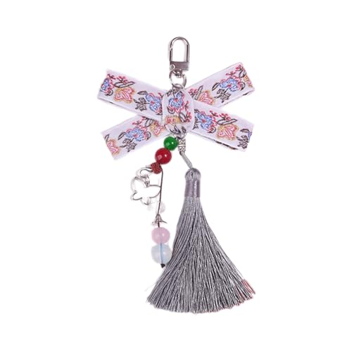 Zkydhbd Chinesischer Stil Bowknot Schlüsselbund Anhänger Mit Quasten Einzigartige Bögen Perlen Keyring Frauen Bag Accessoire Für Modeliebhaber Schlüsselbund Mit Band von Zkydhbd