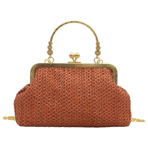 Zkydhbd Damen Ausgetrockneter Handtaschen Gewebt Mit Abnehmbarer Kette Gewebt von Zkydhbd