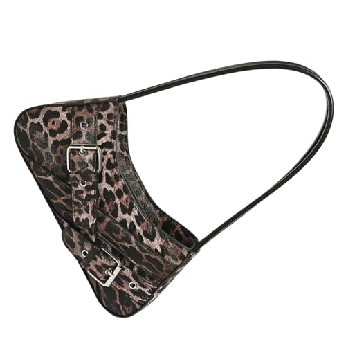 Zkydhbd Damen PU Leder Unterarmtasche Schulter Retro Clutches Handtasche Handtasche Leoparden Druck Achsel von Zkydhbd