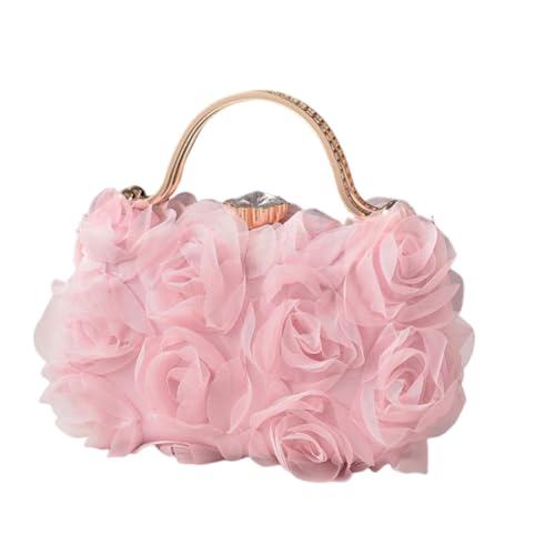 Zkydhbd Damen Rose Blumenabendbeutel Mit Kette Für Braut Und Abendkleider Strassstichston von Zkydhbd