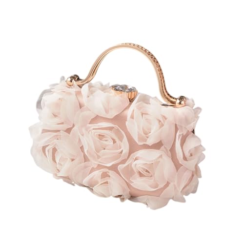 Zkydhbd Damen Rose Blumenabendbeutel Mit Kette Für Braut Und Abendkleider Strassstichston von Zkydhbd