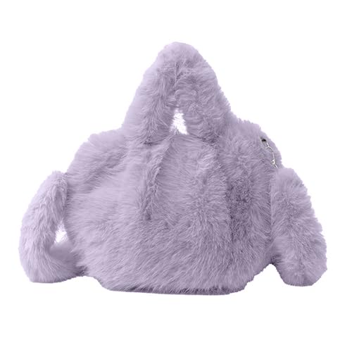 Zkydhbd Damen Winter Fuzzy Umhängetasche Kunstpelze Plüsch Crossbody Color Color Runde Handtasche Geldbörse Zum Einkaufen Lässig Runde Form von Zkydhbd
