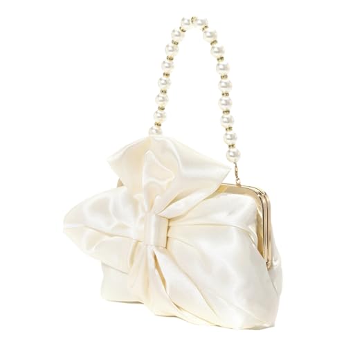 Zkydhbd Damenabendtasche Elegante Kupplungen Geldbörse Perlen Clutches Hochzeitsbogen Süße Bögen Handtasche Damen Clutch Süße Bögen Handtasche Perlen Hochzeit von Zkydhbd