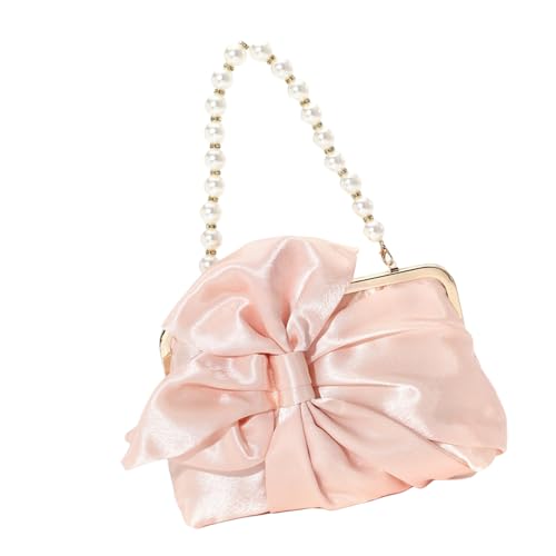 Zkydhbd Damenabendtasche Elegante Kupplungen Geldbörse Perlen Clutches Hochzeitsbogen Süße Bögen Handtasche Damen Clutch Süße Bögen Handtasche Perlen Hochzeit von Zkydhbd
